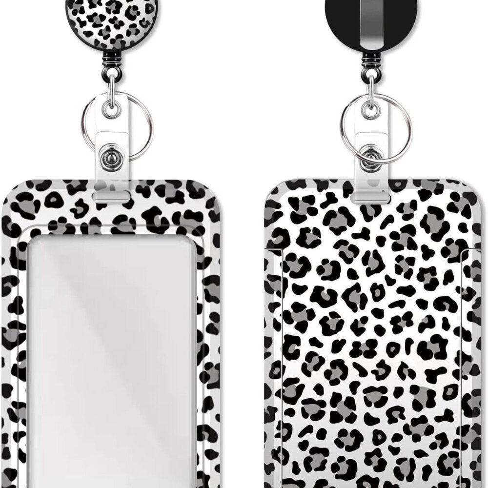 Retractable Badge Holder with Carabiner Reel Clip and Keychain, Multiple Pattern